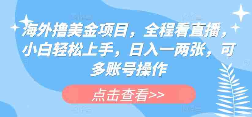 海外撸美金项目，全程看直播，小白轻松上手，日入一两张，可多账号操作【揭秘】