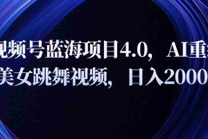 视频号蓝海项目4.0和拓展玩法，AI重绘美女跳舞视频，日入2000+
