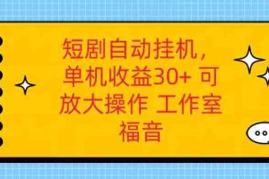 红果短剧自动挂机，单机日收益30+，可矩阵操作，附带（破解软件）+养机全流程