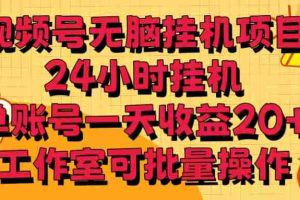 视频号无脑挂机项目，24小时挂机，单账号一天收益20＋，工作室可批量操作