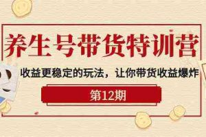 养生号带货特训营【12期】收益更稳定的玩法，让你带货收益爆炸（9节直播课）
