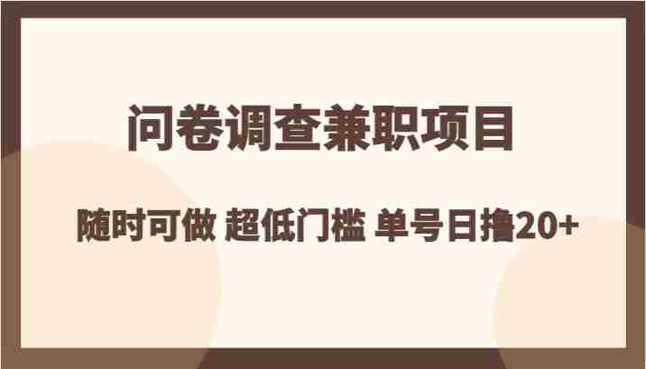 问卷调查兼职项目,随时可做 超低门槛 单号日撸20+ 问卷调查兼职项目,随时可做 超低门槛 单号日撸20+