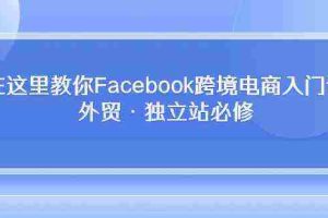 在这里教你Facebook跨境电商入门课，外贸·独立站必修（19节课）