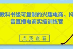 教科书级可复制的兴趣电商，抖音直播电商实操训练营