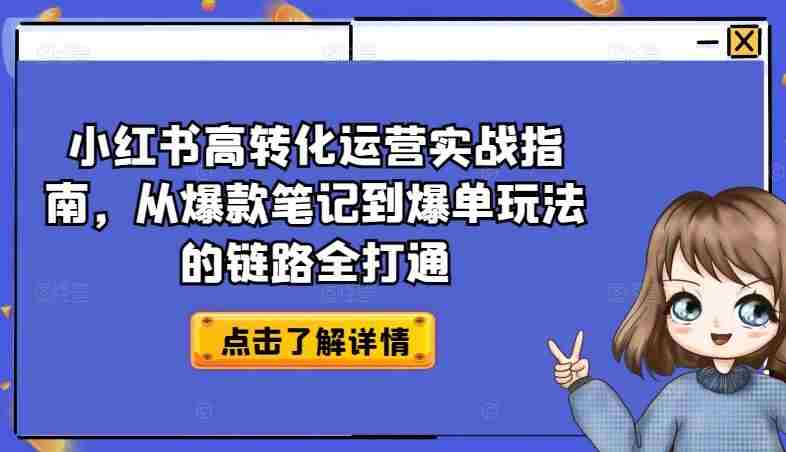 小红书高转化运营实战指南，从爆款笔记到爆单玩法的链路全打通