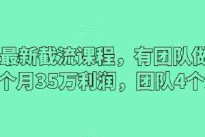 2024最新截流课程，有团队做截流一个月35万利润，团队4个人