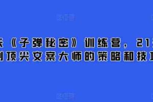 21天《子弹秘密》训练营，21天学到顶尖文案大师的策略和技巧