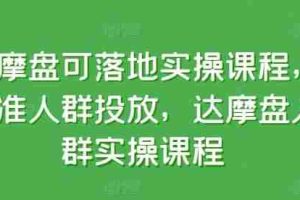 达摩盘可落地实操课程，精准人群投放，达摩盘人群实操课程