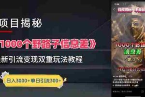 一千个野路子信息差最新玩法教程-变现+引流的玩法具体拆解【揭秘】