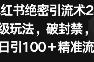 小红书绝密引流术2.0升级玩法，破封禁，轻松日引100+精准流量【揭秘】