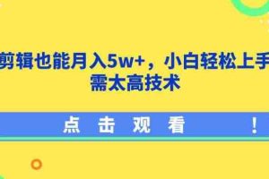 影视剪辑也能月入5w+，小白轻松上手，无需太高技术【揭秘】