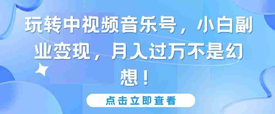 玩转中视频音乐号，小白副业变现，月入过万不是幻想【揭秘】
