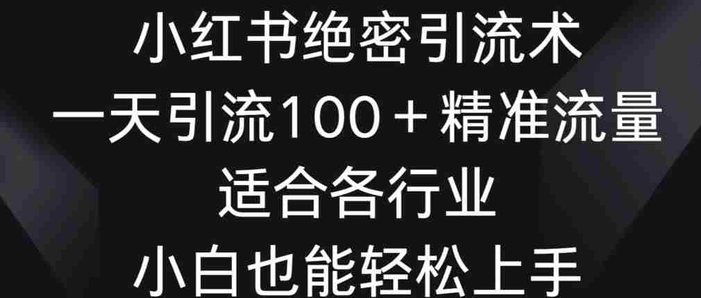 小红书绝密引流术,一天引流100+精准流量,适合各个行业,小白也能轻松上手【揭秘】