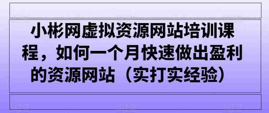 小彬网虚拟资源网站培训课程,如何一个月快速做出盈利的资源网站(实打实经验)