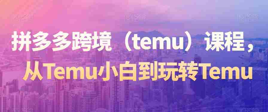 拼多多跨境(temu)课程,从Temu小白到玩转Temu