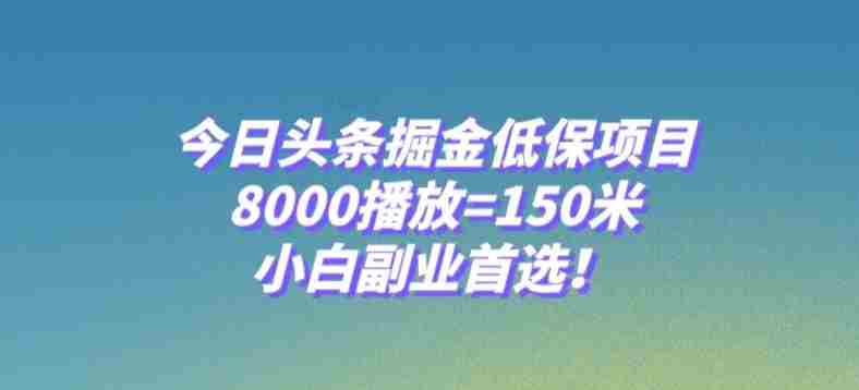 今日头条掘金低保项目，8000播放=150米，小白副业首选【揭秘】