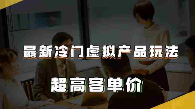最新冷门虚拟产品玩法，超高客单价，月入2-3万＋【揭秘】
