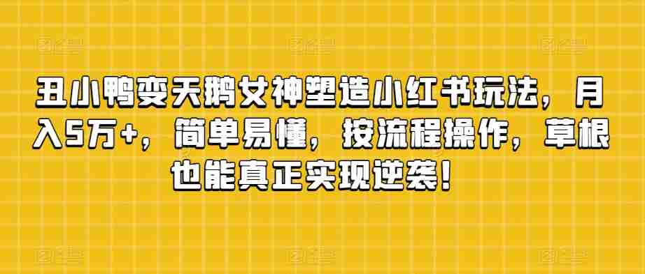 丑小鸭变天鹅女神塑造小红书玩法，月入5万+，简单易懂，按流程操作，草根也能真正实现逆袭！