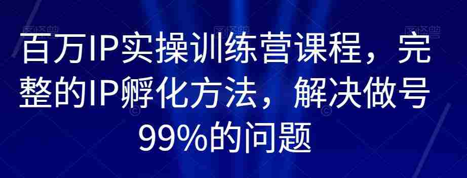 百万IP实操训练营课程，完整的IP孵化方法，解决做号99%的问题