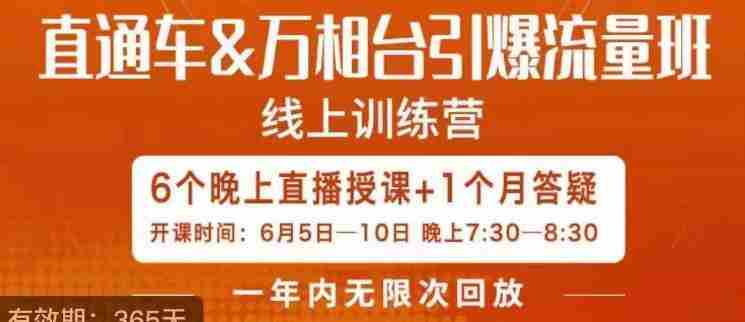 直通车&万相台引爆流量班，6天打通你开直通车·万相台的任督二脉