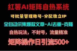 红薯矩阵自热系统，独家不死号引流玩法！矩阵操作日引流500+