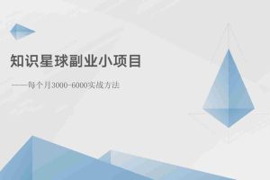 知识星球副业小项目：每个月3000-6000实战方法