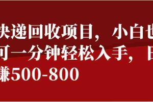 快递回收项目，小白也可一分钟轻松入手，日赚500-800