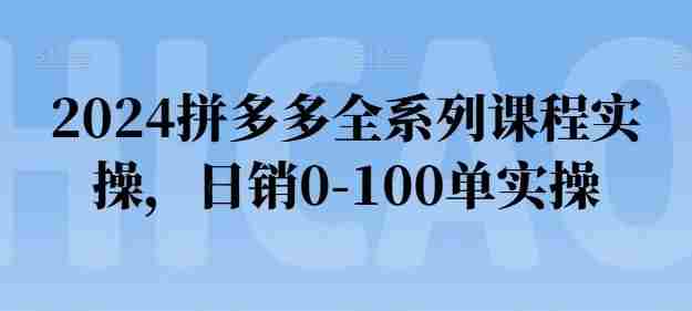 2024拼多多全系列课程实操，日销0-100单实操【必看】