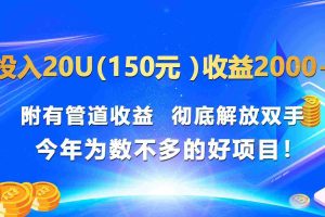投入20u（150元 ）收益2000+ 附有管道收益  彻底解放双手  今年为数不多的好项目！
