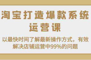 淘宝打造爆款系统运营课：以最快时间了解最新操作方式，有效解决店铺运营中99%的问题
