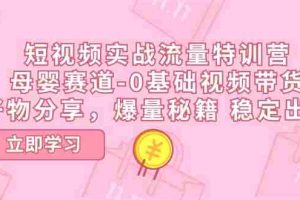 短视频实战流量特训营，母婴赛道-0基础带货，好物分享，爆量秘籍 稳定出单
