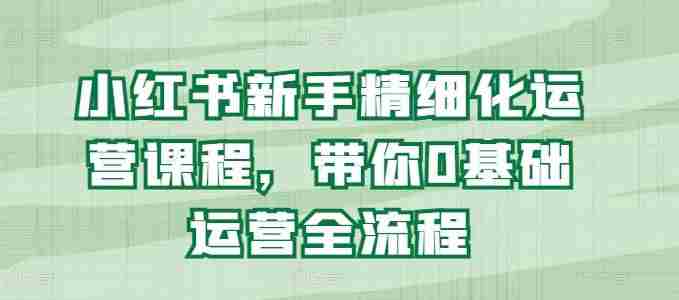 小红书新手精细化运营课程，带你0基础运营全流程