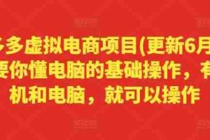 拼多多虚拟电商项目(更新6月)，只要你懂电脑的基础操作，有手机和电脑，就可以操作