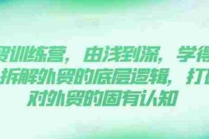 外贸训练营，由浅到深，学得超快，拆解外贸的底层逻辑，打破你对外贸的固有认知