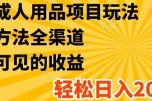 最新成人用品项目玩法，方式方法全渠道，轻松日入2K+【揭秘】