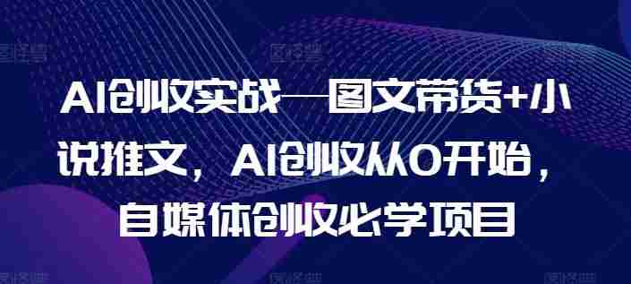 AI创收实战—图文带货+小说推文，AI创收从0开始，自媒体创收必学项目