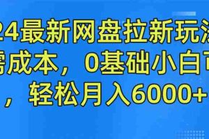 2024最新网盘拉新玩法，无需成本，0基础小白可做，轻松月入6000+