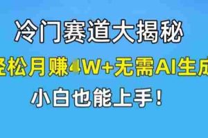 冷门赛道大揭秘，轻松月赚1W+无需AI生成，小白也能上手【揭秘】