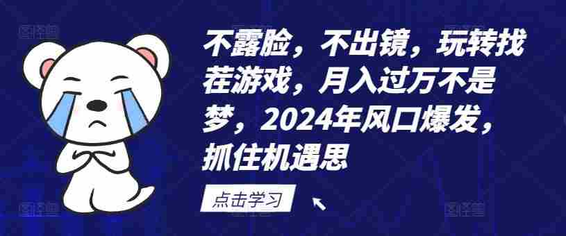 不露脸，不出镜，玩转找茬游戏，月入过万不是梦，2024年风口爆发，抓住机遇【揭秘】