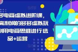 拼多多电商虚拟进阶课，学习高利润的多多虚拟玩法，利用电商思维进行选品+运营