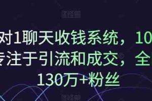 1对1聊天收钱系统，10年专注于引流和成交，全网130万+粉丝
