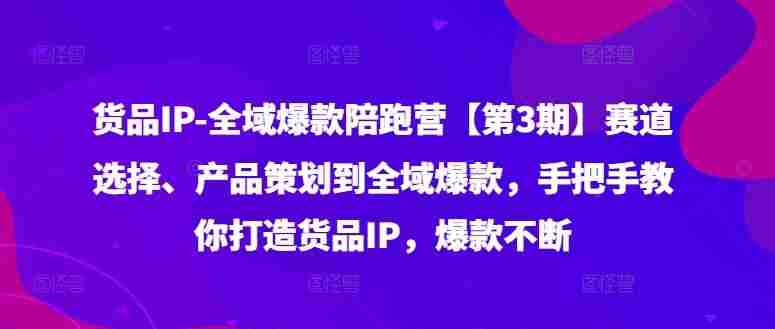 货品IP全域爆款陪跑营【第3期】赛道选择、产品策划到全域爆款，手把手教你打造货品IP，爆款不断