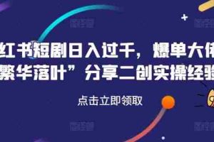 小红书短剧日入过千，爆单大佬“繁华落叶”分享二创实操经验