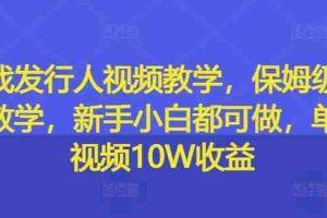 游戏发行人视频教学，保姆级实操教学，新手小白都可做，单条视频10W收益
