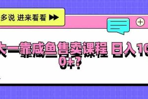 大一靠咸鱼售卖课程日入100+，没有任何门槛，有手就行