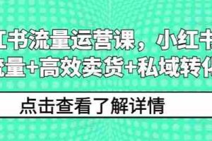 小红书流量运营课，小红书搞流量+高效卖货+私域转化