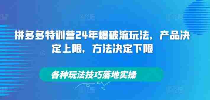 拼多多特训营24年爆破流玩法，产品决定上限，方法决定下限，各种玩法技巧落地实操