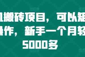 手机搬砖项目，可以矩阵化操作，新手一个月轻松5000多