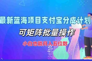 最新蓝海项目支付宝分成计划，可矩阵批量操作，小白也能月入五位数
