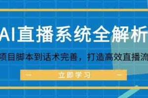 （12509期）AI直播系统全解析：从项目脚本到话术完善，打造高效直播流程